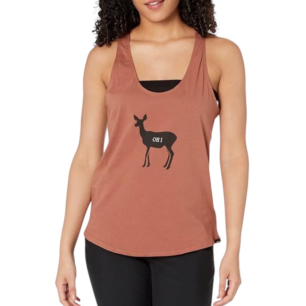 New Women’s prAna Journeyman Oh! Deer 100% Organic Cotton Tank Size XL